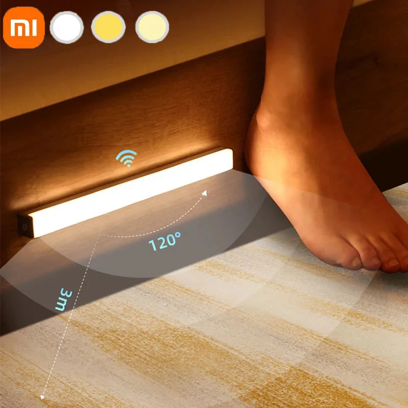 

Xiaomi USB Rechargeable Night Lamp Motion Sensor LED Cabinet Light Magnetic 3 Colors Dimming Wall Lamp Decoration Room Kitchen