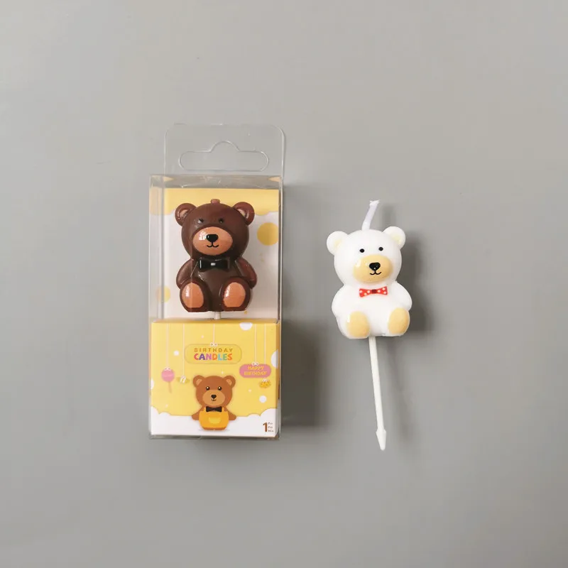 

2pcs Bear Birthday Cake Decorative Candle Cute Children Cartoon Party Home Decoration Birthday Parties Room Decoration n