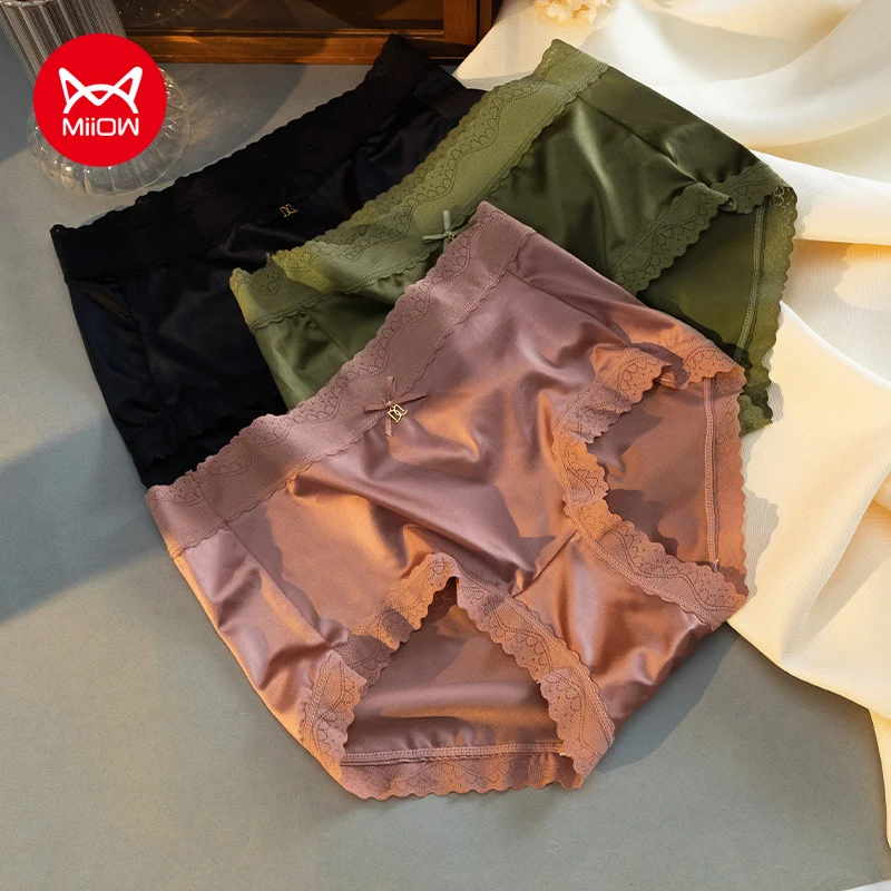 

MiiOW 4Pcs Women's Sexy Panties Lingerie Low Waist Lace Underwear Night Wear Shorts Underpants Ladies MM3714