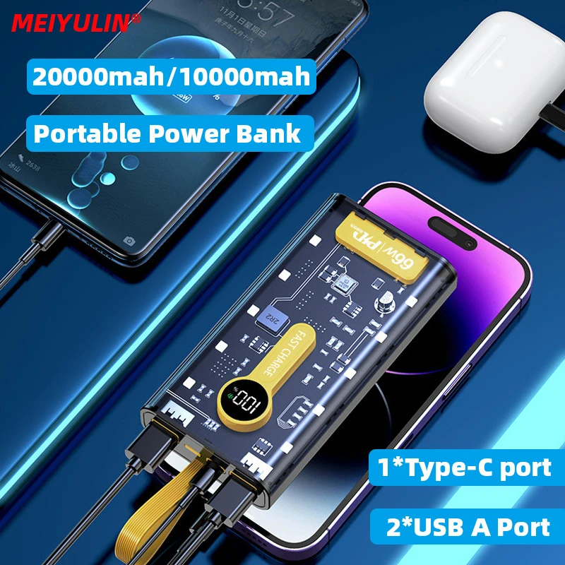 Внешний аккумулятор большой емкости на 20000 мА · ч с портом USB Type-C и поддержкой