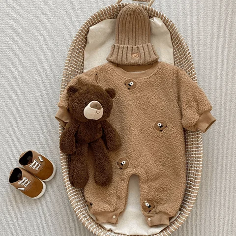 Флисовый комбинезон для новорожденных девочек и мальчиков, зимний комбинезон с длинным рукавом для младенцев и детей ясельного возраста, плотный теплый пуловер, одежда для малышей от 3 до 18 месяцев