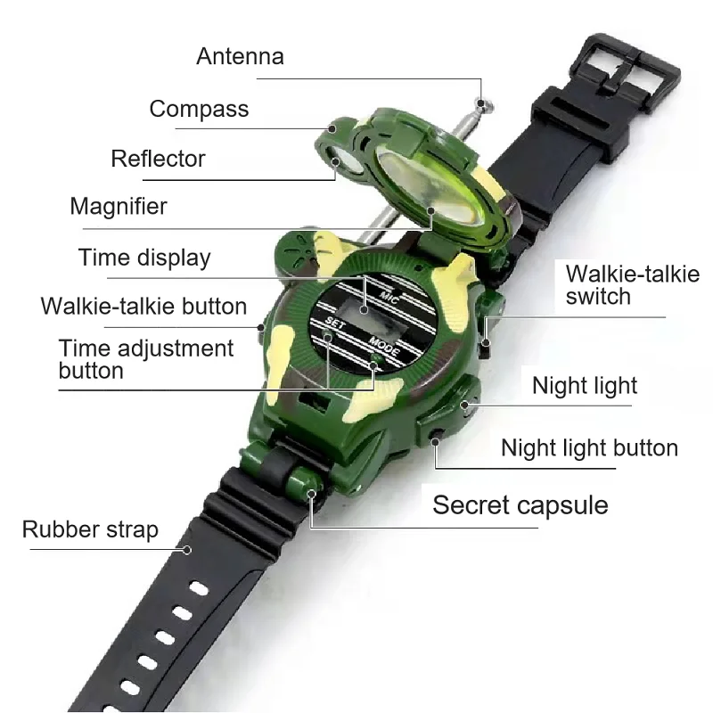 Seven-in-one Simulation Military Parent-child Game Mini Toy Boy Girl Birthday Gift Children's Phone a Pair Watch Walkie-talkie