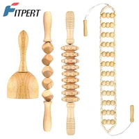 4pcsset home gym wood therapy massage tools wooden gua sha tool anti cellulite massage roller for men women cellulite blasters