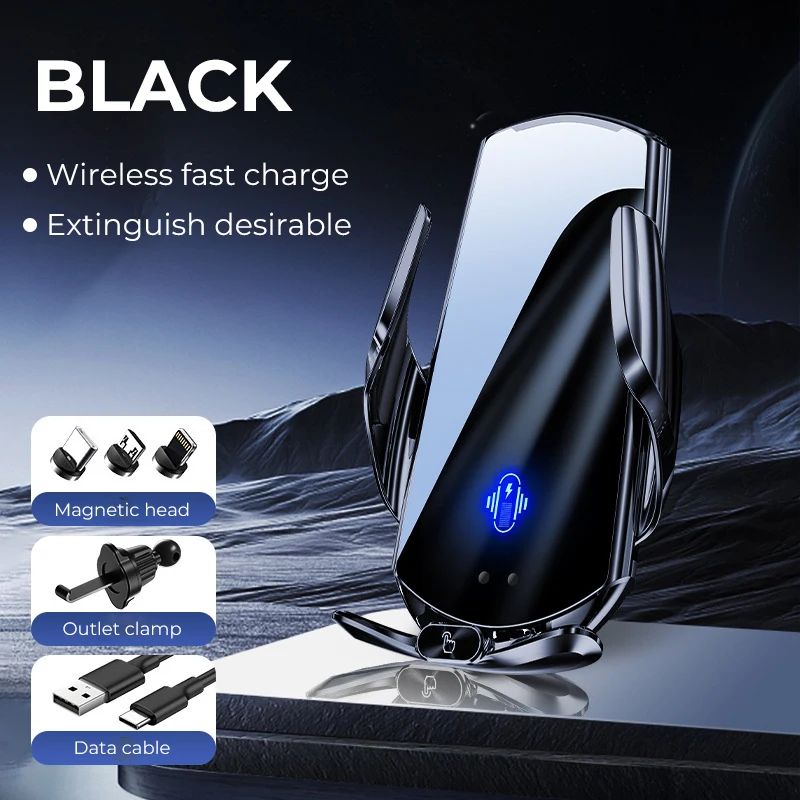 

Автомобильное крепление, держатель для телефона с беспроводной зарядкой, 15 Вт, датчик открытия и закрытия, автомобильная навигационная подставка, аксессуары, трансграничная