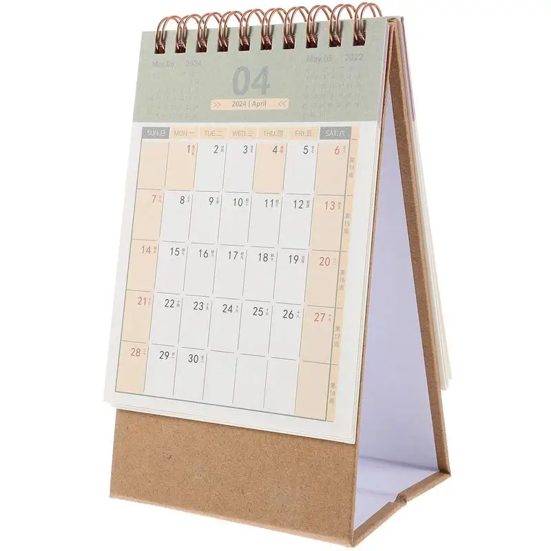 Настольный календарь, 2024 дюйма, вертикальная подставка, флип-календарь, декоративный настольный календарь, 1 шт.