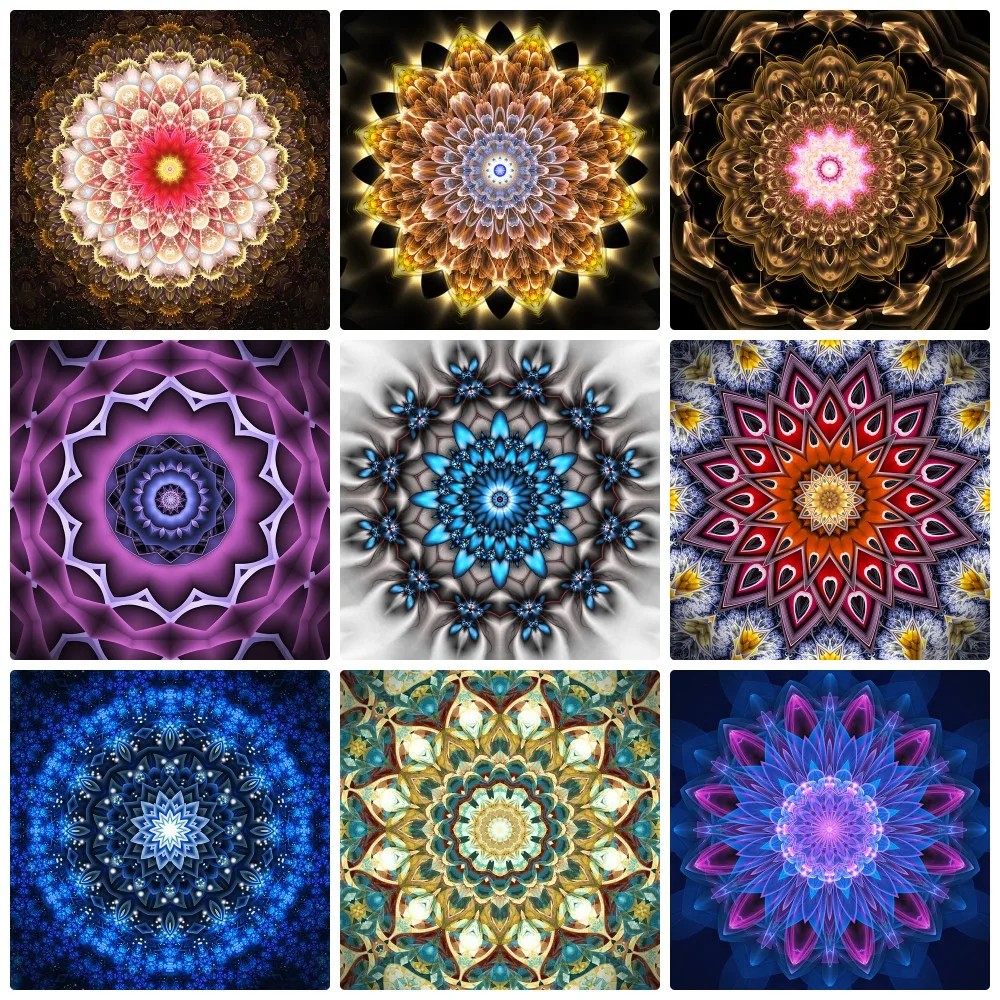 

ZOOYA 5D DIY Diamond Painting Mandala Cross Stitch Kits 3D Diamond Embroidery Colorful Flowers Full Drill Mosaic Art Home Decor
