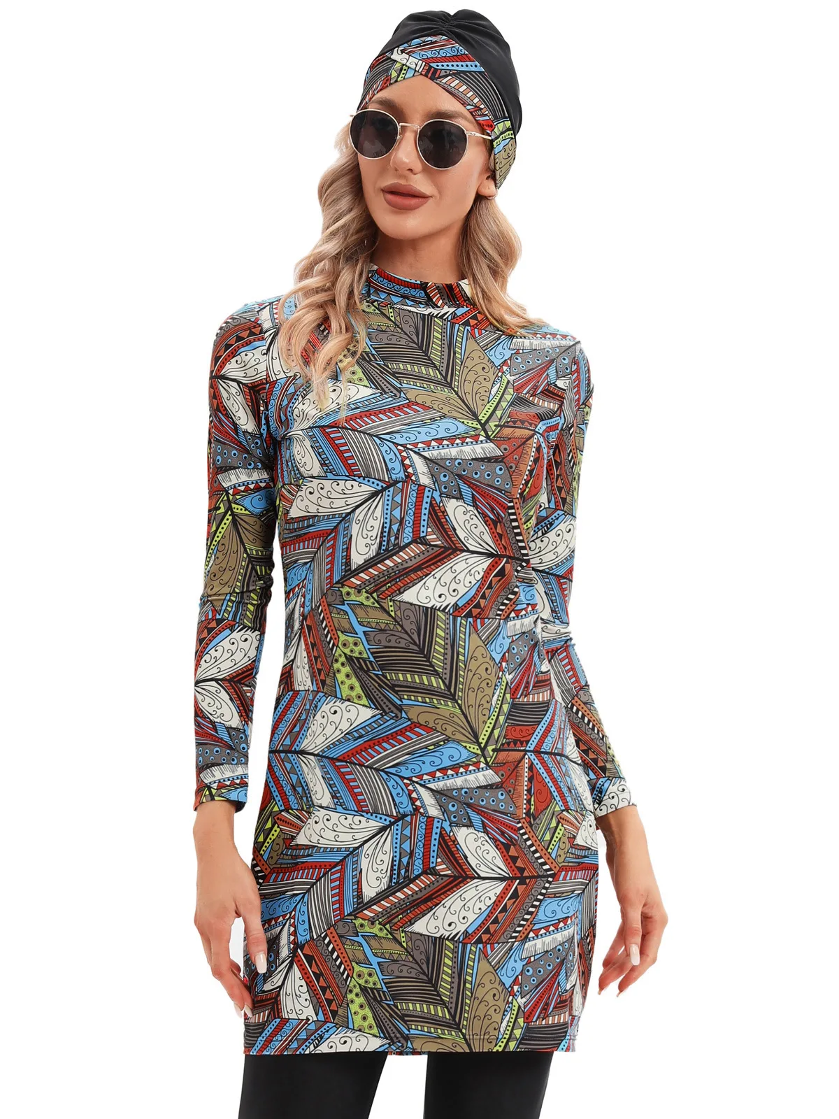 

мусульманские костюмы купальник сдельный Купальник-бикини из трех предметов с принтом и нагрудной подушечкой, купальник без стального ободка, мусульманский консервативный купальник, эластичный купальник с перьями