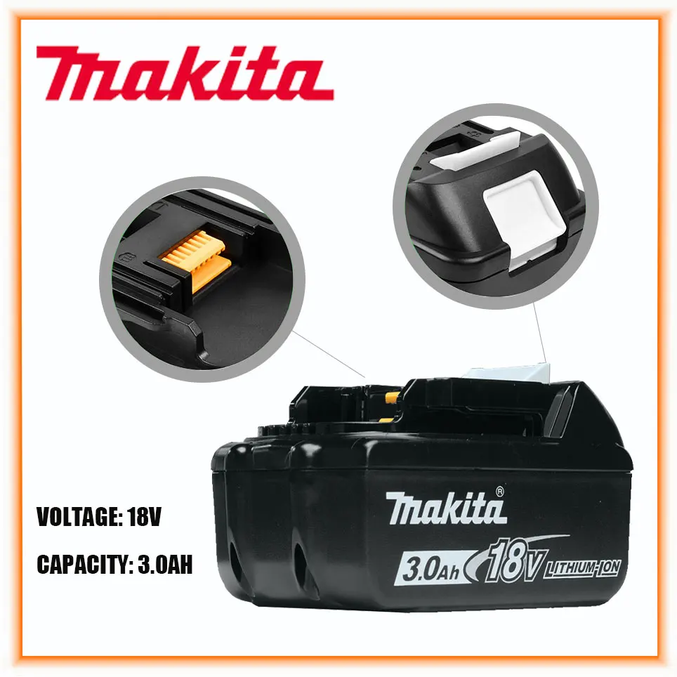 

100% Оригинальный Makita 18В 3.0ач перезаряжаемый аккумулятор для электроинструментов со светодиодом Li-Ion Замена LXT BL1860B BL1860 BL1850