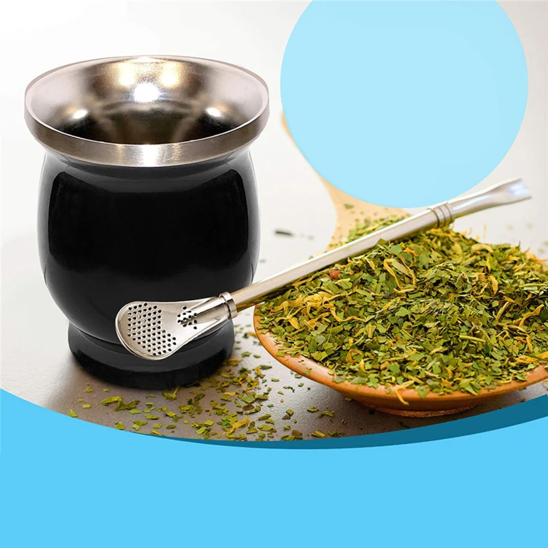 

Yerba Mate Gourd Set Double-Wall Stainless Steel Mate Tea Cup and Bombilla Set Includes Yerba Mate Gourd (Cup) With One Bombilla