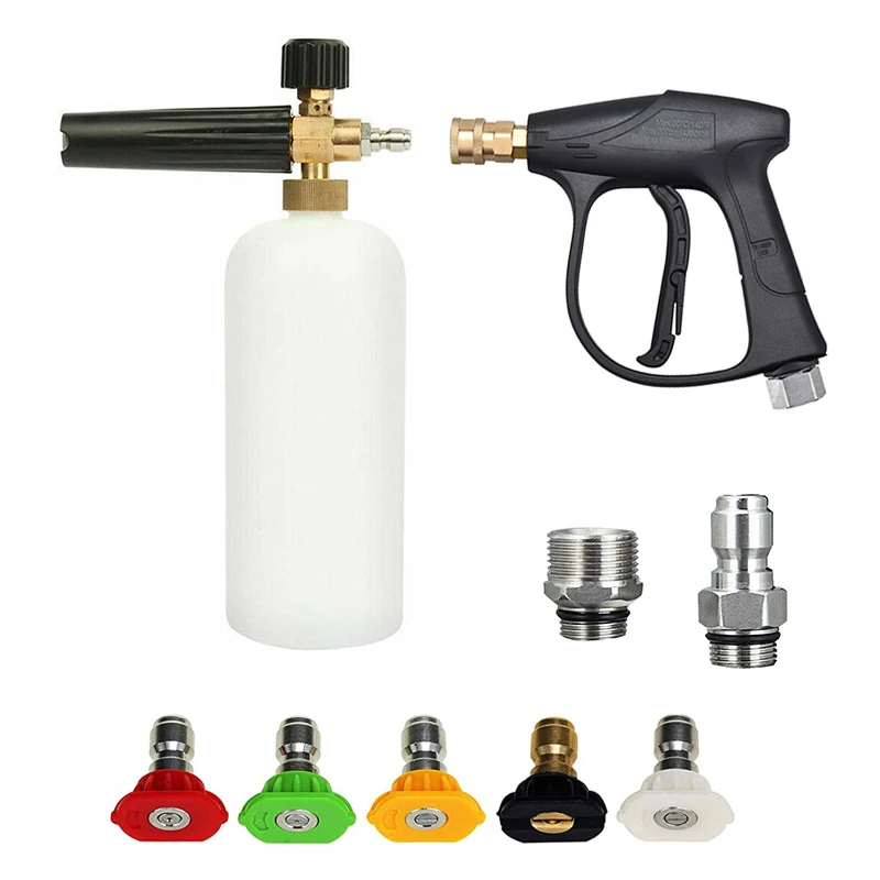 

Пенная пушка для мойки высокого давления, набор пенопласта для мойки автомобиля, быстроразъемный Соединитель с быстрым соединением, 5 наконечников сопла