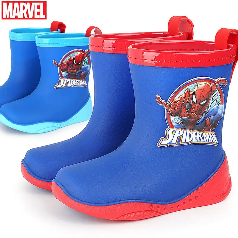 

Детские непромокаемые ботинки Disney «Холодное сердце», дождевик для мальчиков с Марвел «Человек-паук», противоскользящая обувь, школьный пла...
