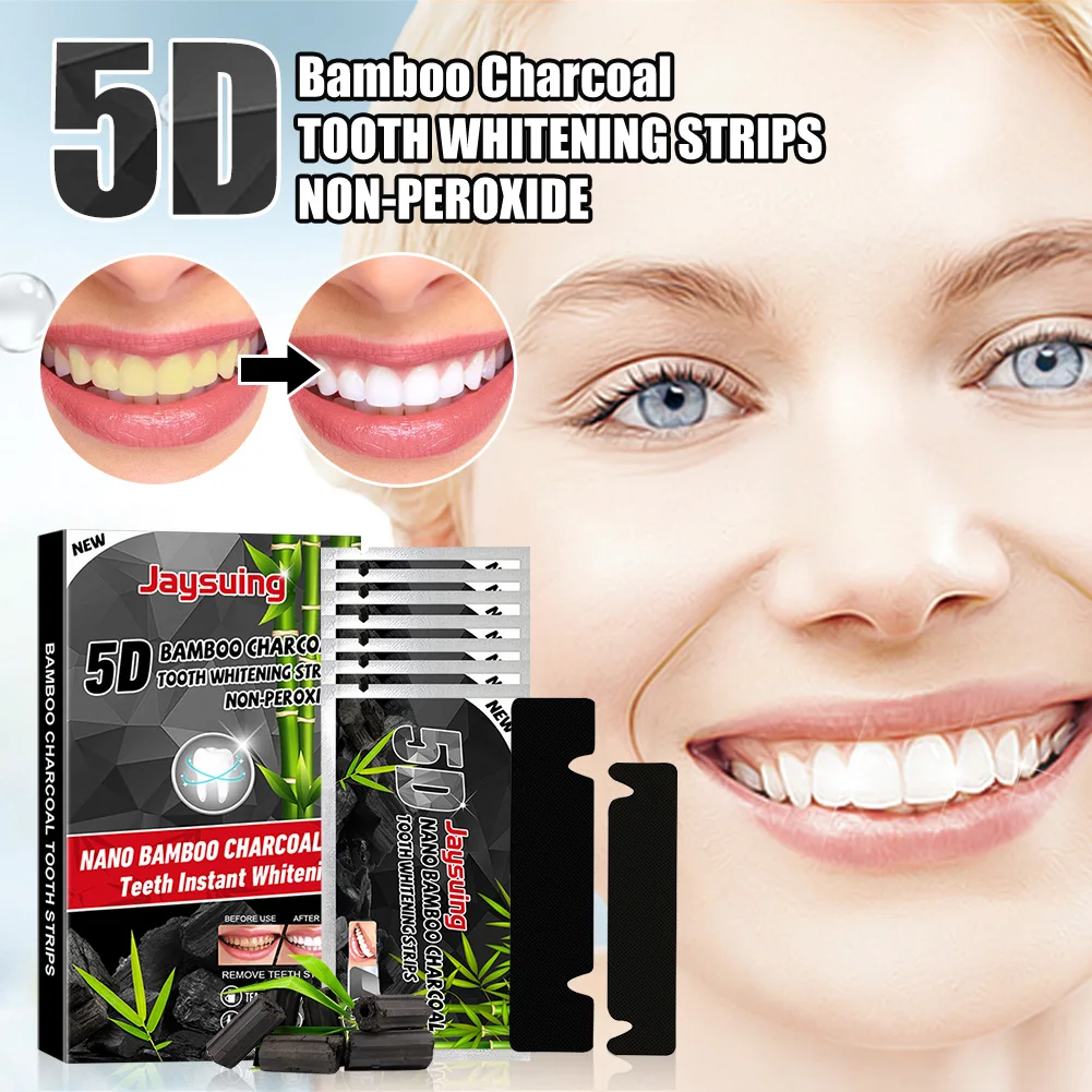 

7/14pcs Bamboo Charcoal Teeth Whitening Strips Stains Removal Teeth Whitener Oral Care Strips Tooth Bleaching Strips