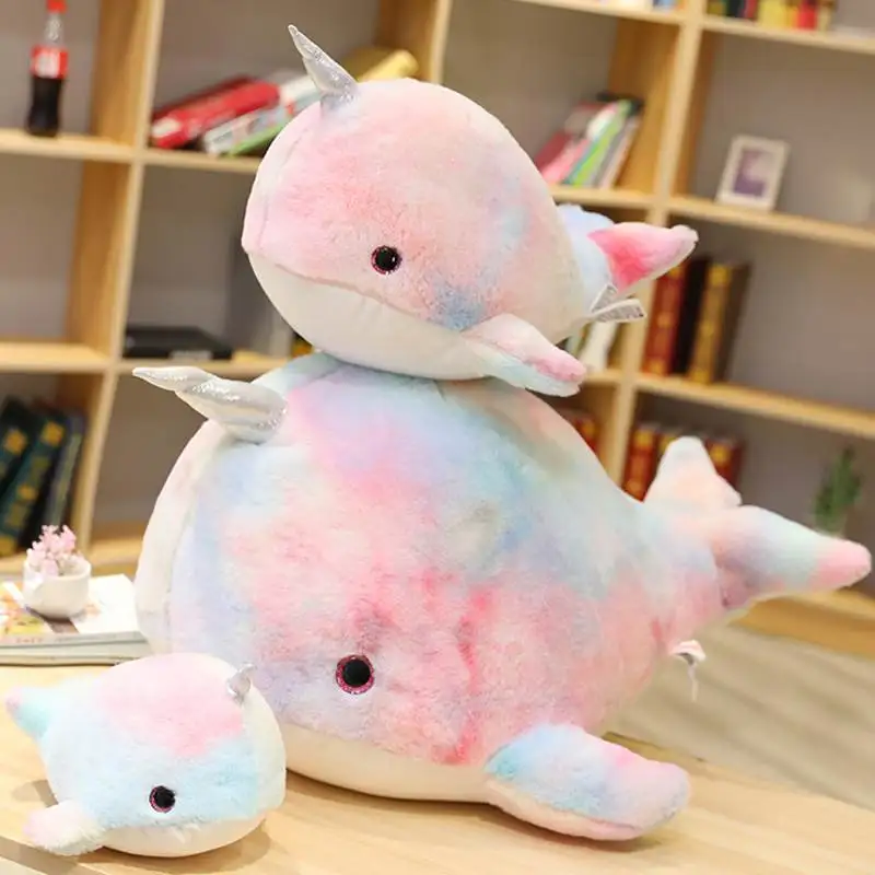 

1pcs Kawaii Plushie Narwhal Doll Pillow Stuffed Animals Rainbow Whale Plush Toys for Children Girl Birthday Gift Home Decoration