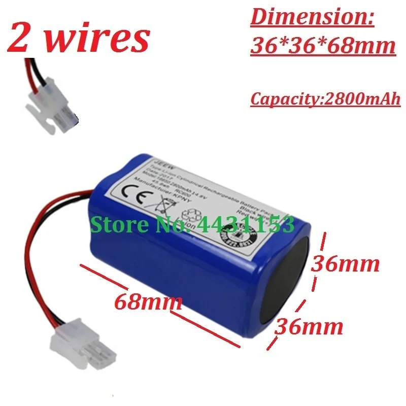 

2800mAh Battery for Kitfort KT-519 KT-519-1 Robot Vacuum Cleaner KT519 Li-ion 18650 Pack Replacement 14.4V 14.8V