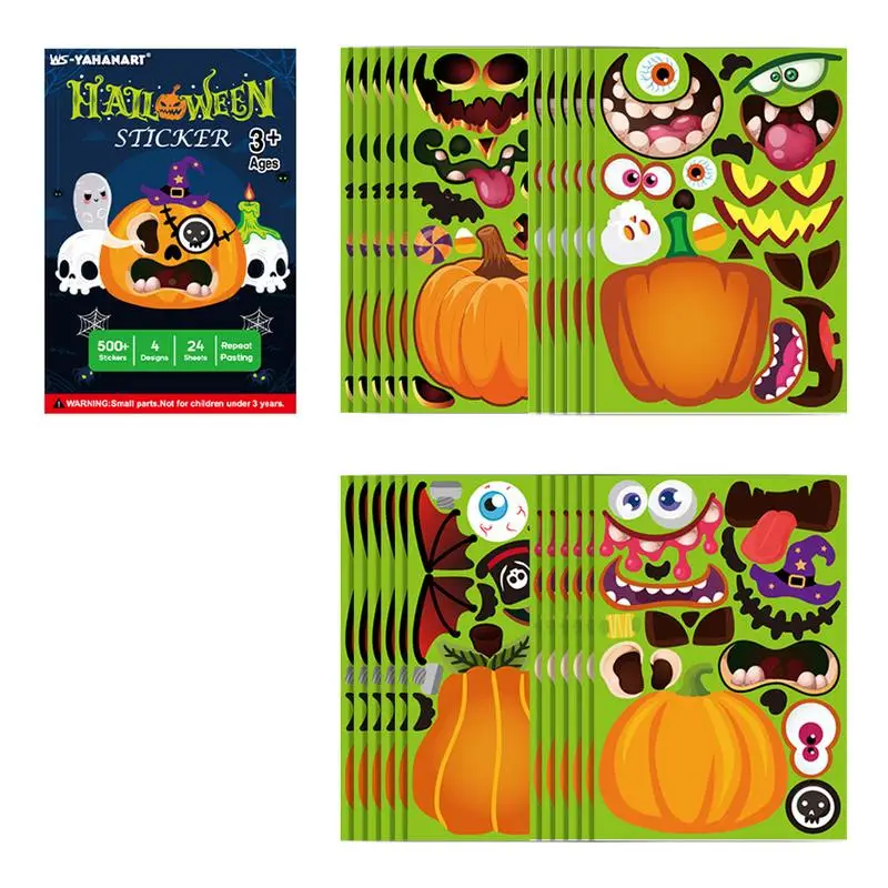

Spooky Stickers 24pcs Vibrant Colors Pumpkin Decal Spooky And Fun PVC Stickers For DIY Envelope Scrapbook Halloween Party
