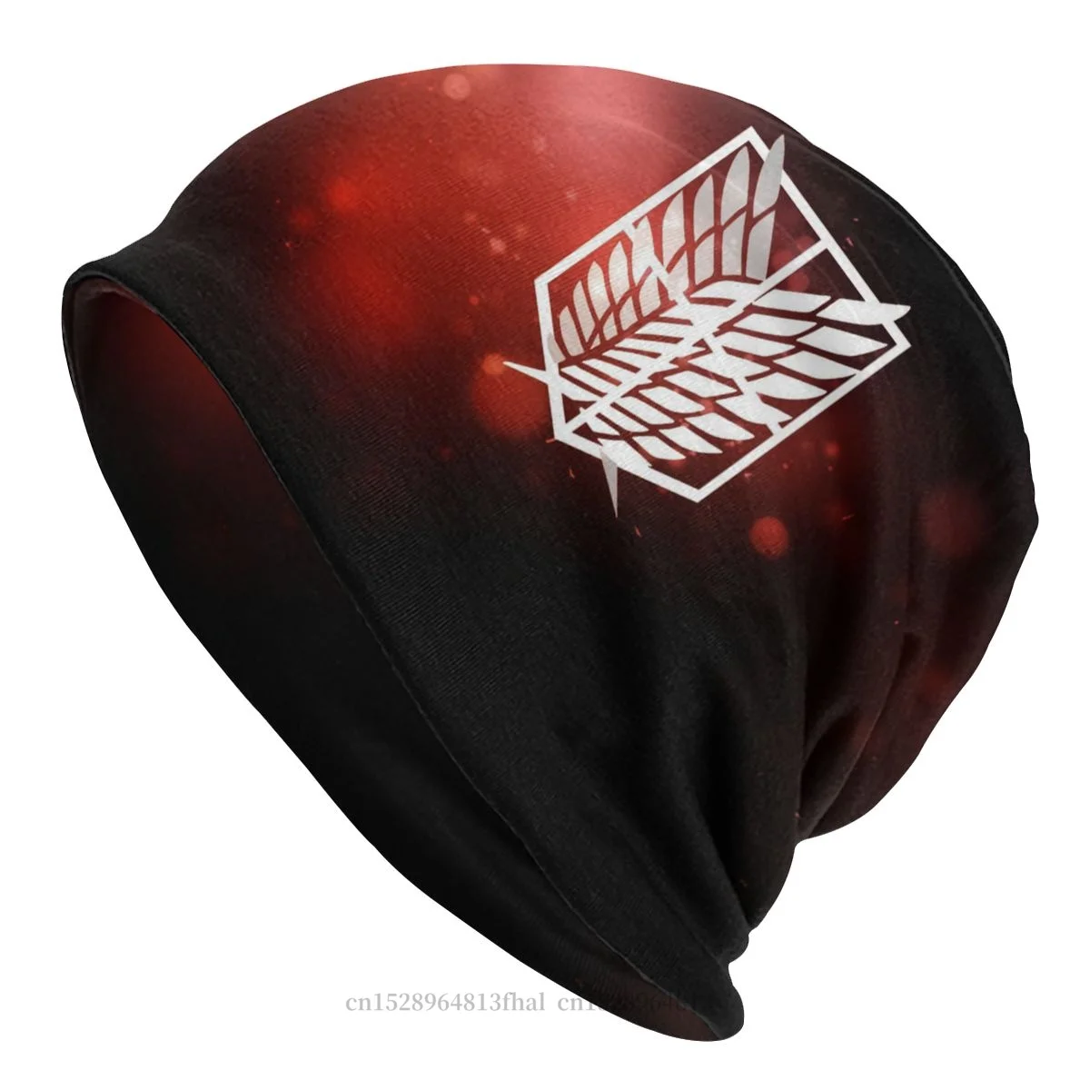 

Attack on Titan Giant Fighting Anime Skullies Beanies Caps White Wing Hat Winter Warm Bonnet Hats for Men Women