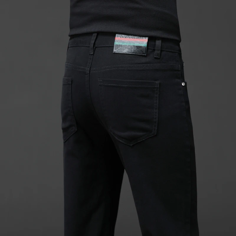 Summer Spring Italy Brand Thin Men's Jeans Trousers Cotton Straight Elastic Business Pants Classic Style Jeans Denim Male Jeans