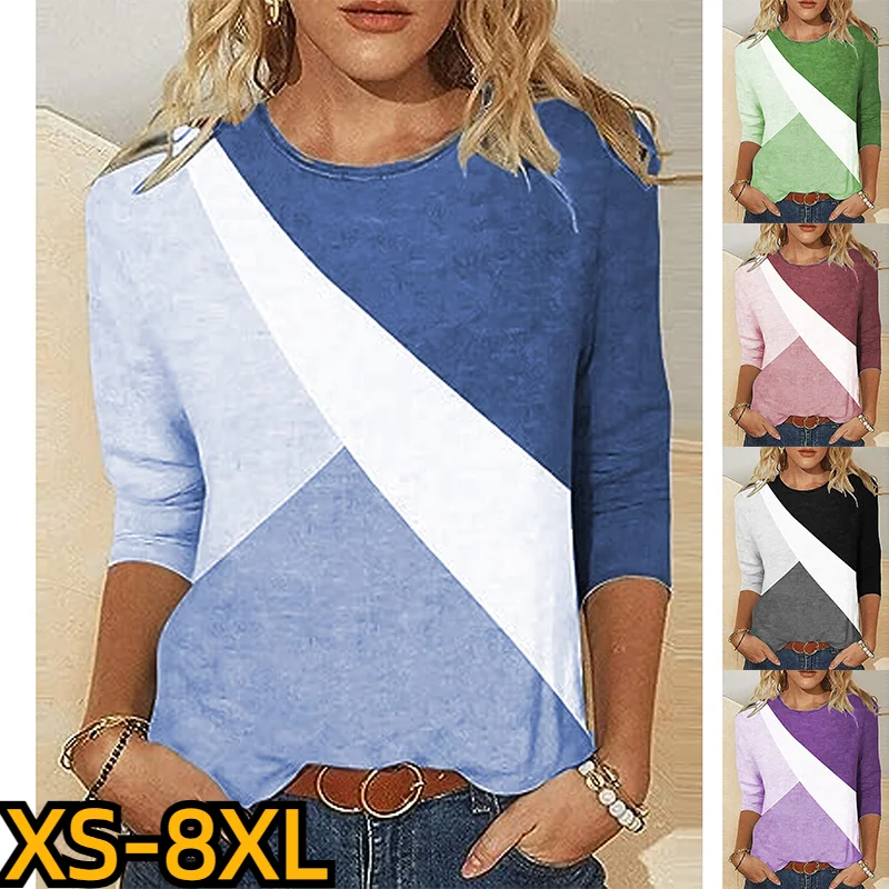 

Женская свободная футболка с круглым вырезом, Повседневный пуловер с длинным рукавом и 3D-принтом, осень 2023