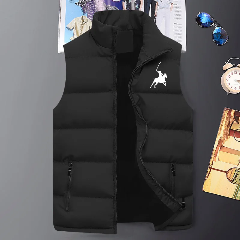 

Newest Men's Funny Polo Printed Sleeveless Jacket Man Autumn and Winter Warm and Windproof England Style Down Vest for Male