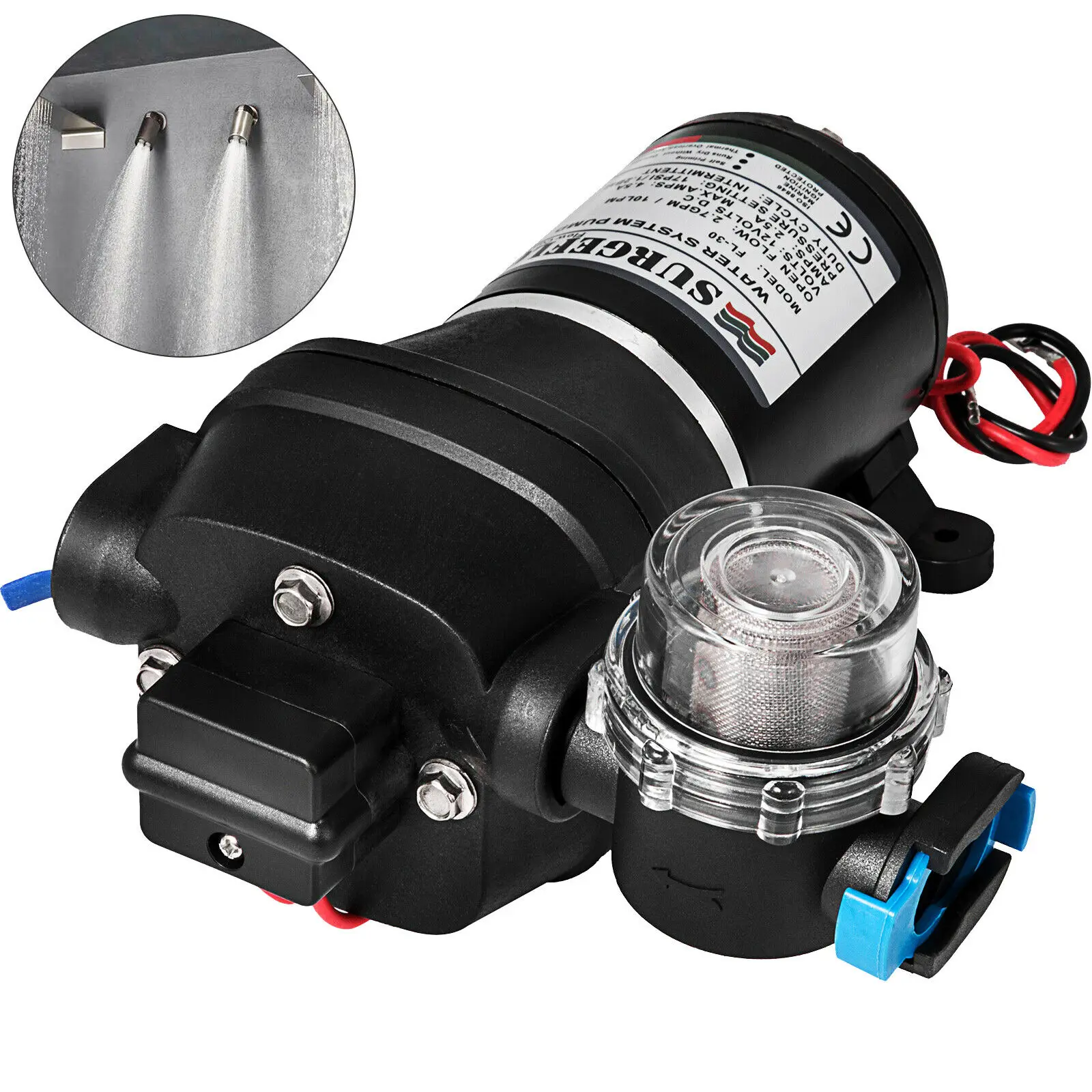 

VEVOR 17PSI 10LPM 12V Water Pump Diaphragm Self-Priming Caravan Boat Spraying Mahine