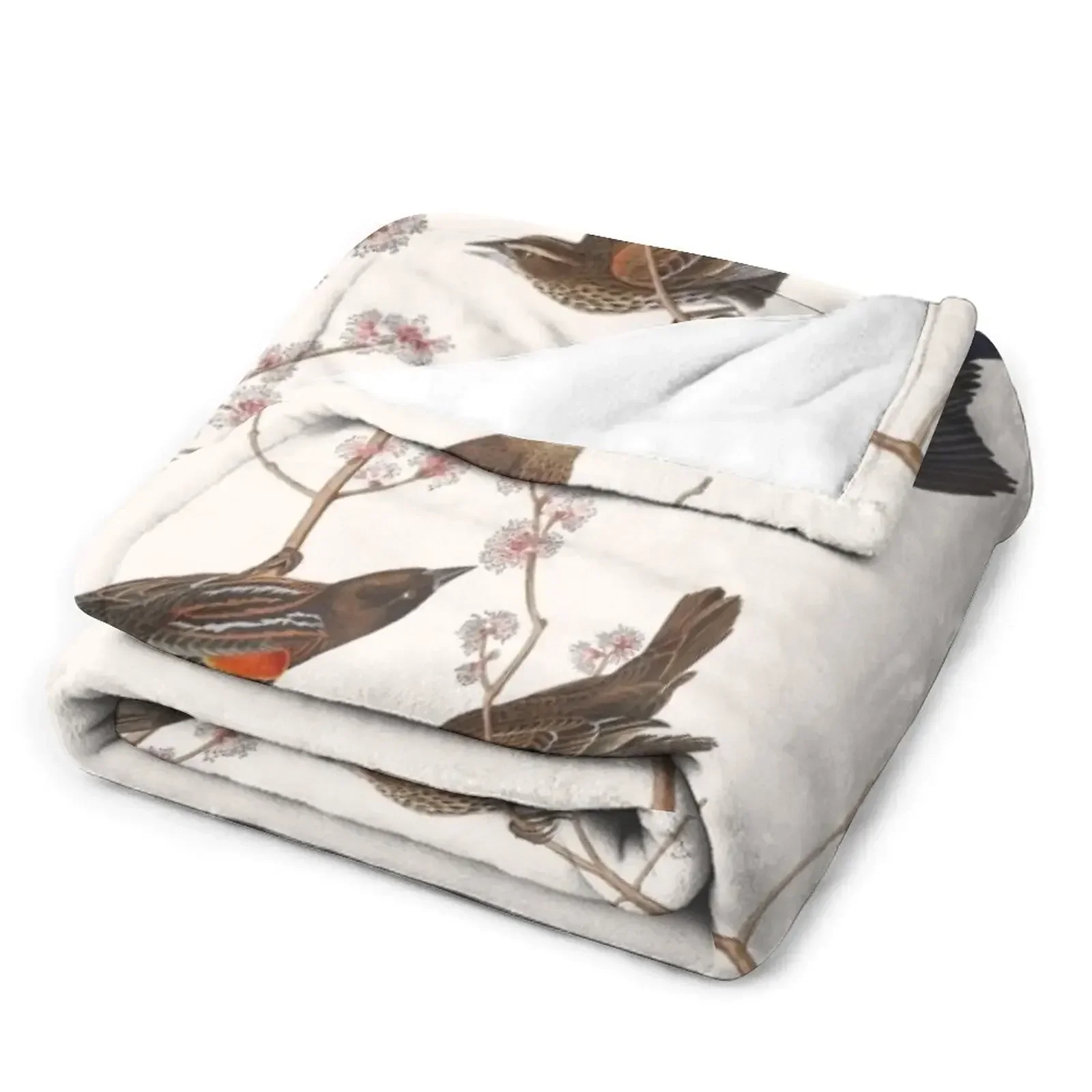 Краснокрылый Черная птица / Винтажные принты и узоры птиц Плед Хэллоуин