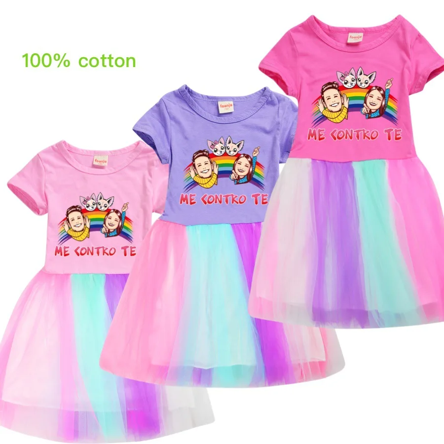 

Me Contro Te Children's Clothing Girls Dress Summer 2022 Lace Cartoon Foreign Tide Children's Beautiful Princess Pleated Dresses