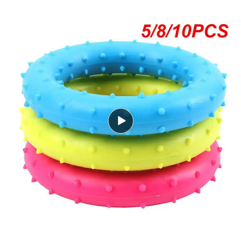 

5/8/10PCS Tpr Dog Toys Grind Teeth Thorn Circle Pet Toy Aggressive Chewing Floating Bite Ring Toy Pet Accessories Diameter 8cm