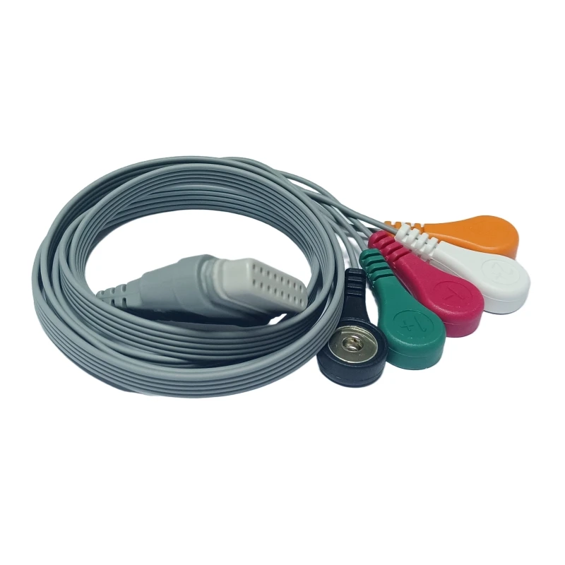 Фото Кабель для рекордера Edan Holter SE2003 SE2003A SE2012 SE2012A Holter, 16 Pin 5 Lead ECG Snap 4,0 AHA №3