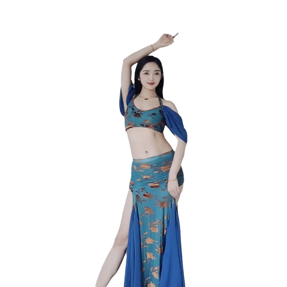 Платье для танца живота платье выступлений одежда под старину топ с подвесным