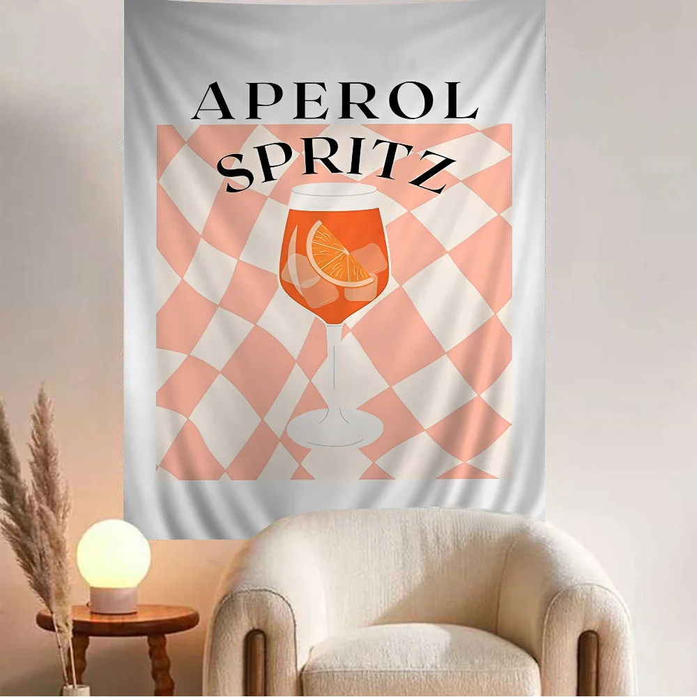 Мультфильм фруктовый сок Аперол Сприц красочный гобелен настенный дешевый хиппи