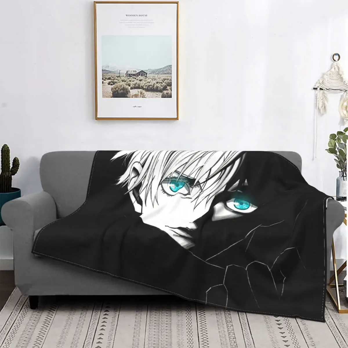 

Sofa Fleece Jujutsu Kaisen Gojo Satoru Throw Blanket Warm Flannel Anime Blankets for Bedding Car Couch Quilt