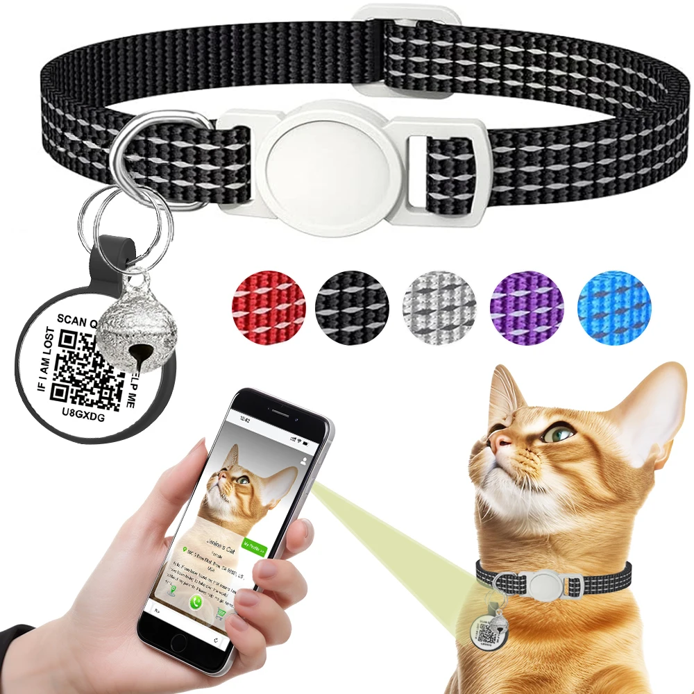 Ошейник для кошек с идентификационной биркой QR-кода и именем звонка Аксессуары
