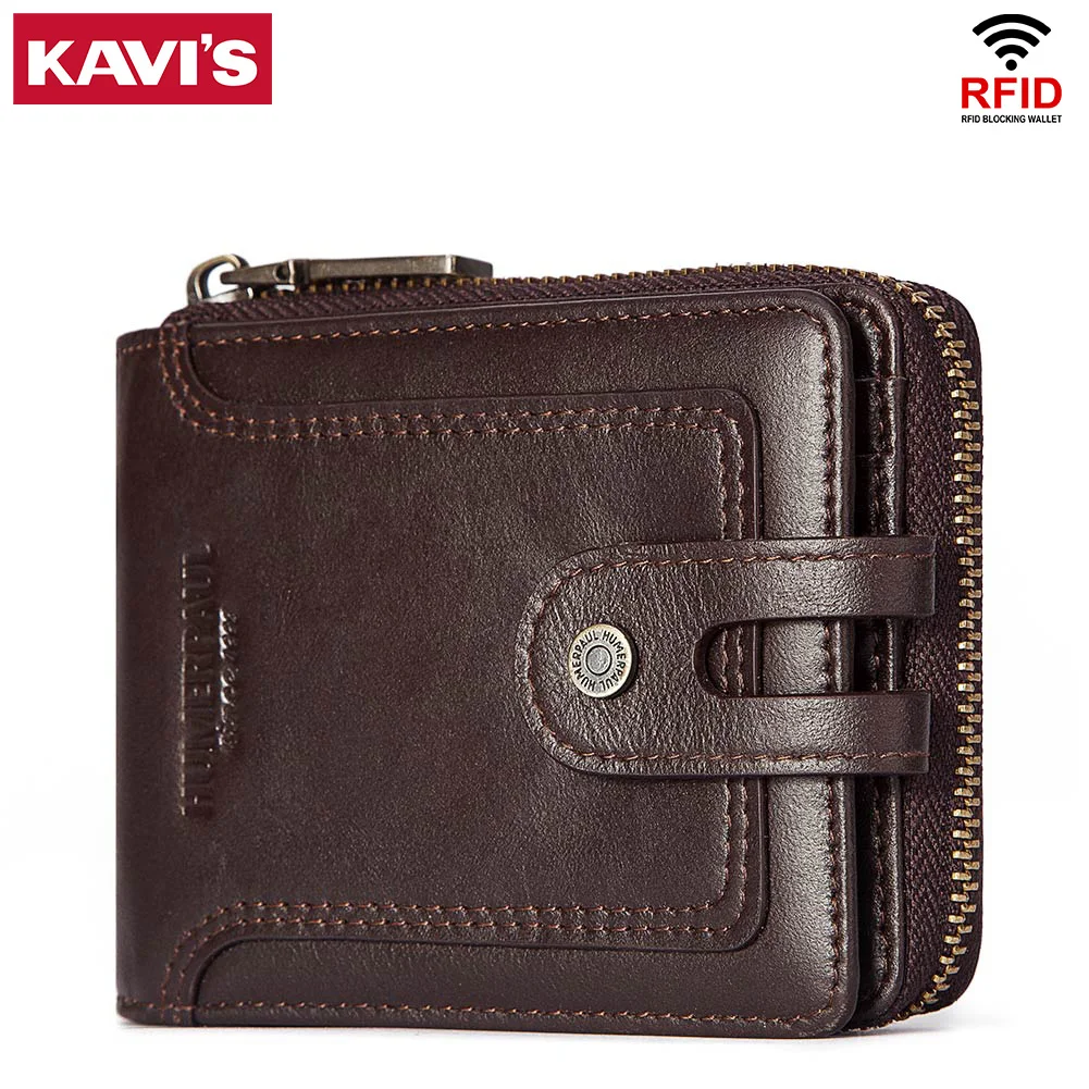 

Short Men's Wallet Top Quality Cowhide Leather Organizer Clutch RFID Male Card Holder Coin Purse Small Casual Cartera Hombre