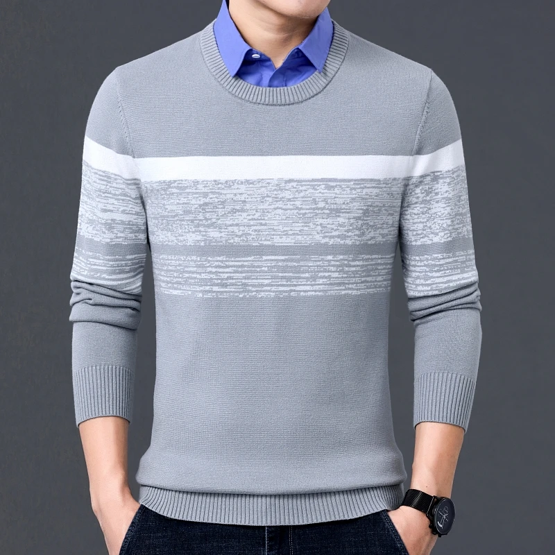 Men 2023 Autumn Winter Casual Brand New Warm Sweater Pullovers Turn Down Shirt Collar Men Knit Pattern Outfits Sweater Coat Men