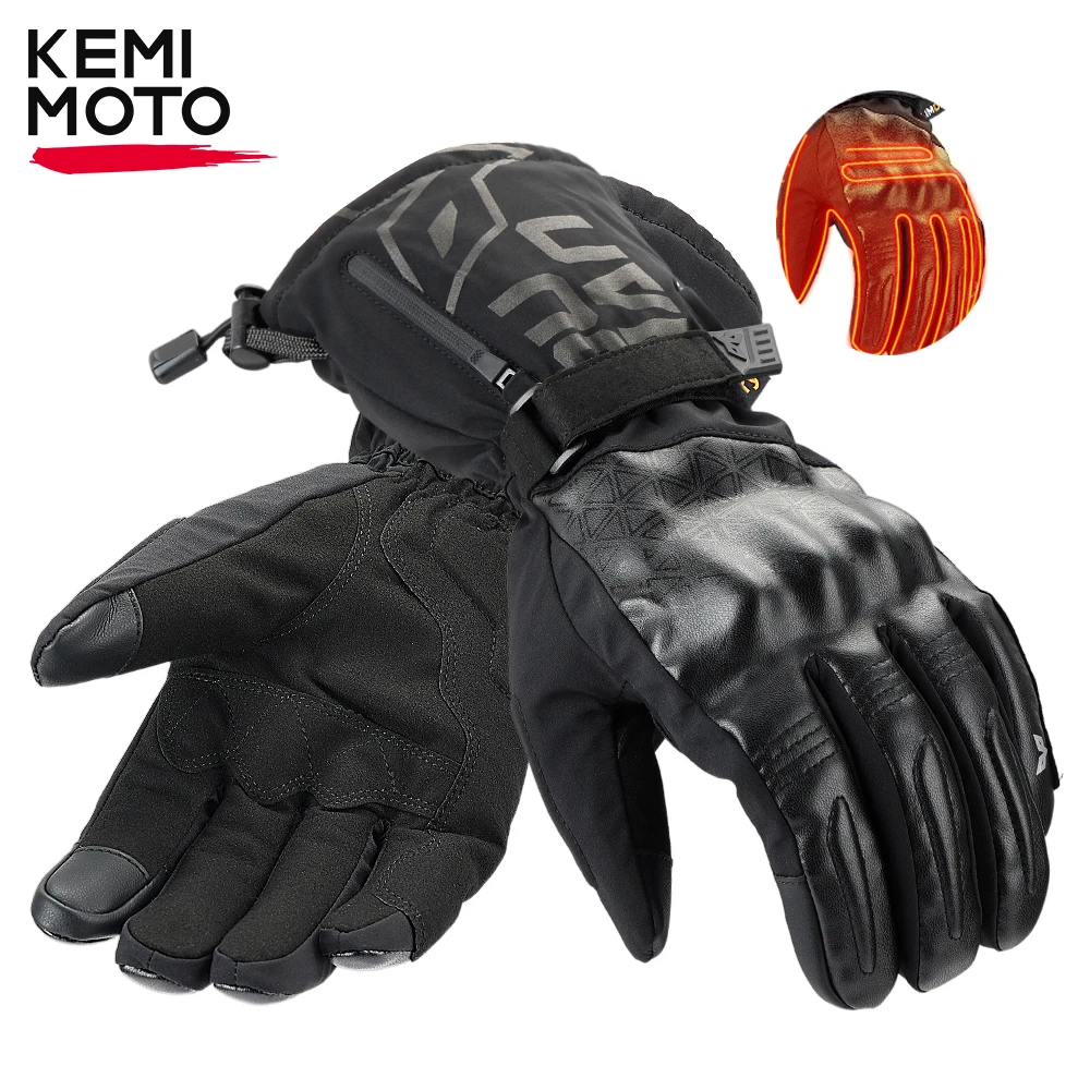 KEMiMOTO Winter Heated Motorcycle Gloves Touch Screen Outdoor Camping Motorcycle Gloves Battery Powered Waterproof Motorbike enlarge