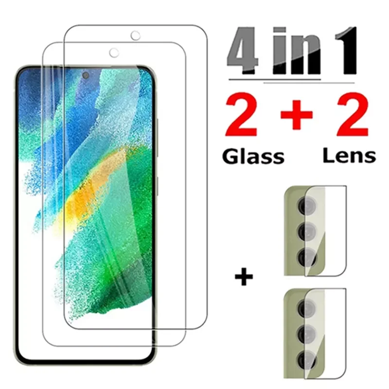 

4in1 Tempered Glass For Samsung Galaxy S21 FE 5G Screen Protector Camera Lens Protective Film for samsung s20 fe s21fe Glass