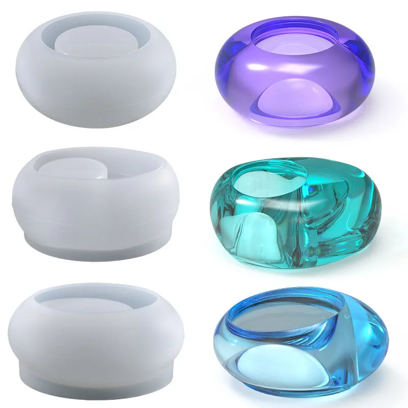 

Crystal Epoxy Resin Candle Holder Mould DIY Oval Potted Candle Holder Ornaments Cement Plaster Silicone Molds