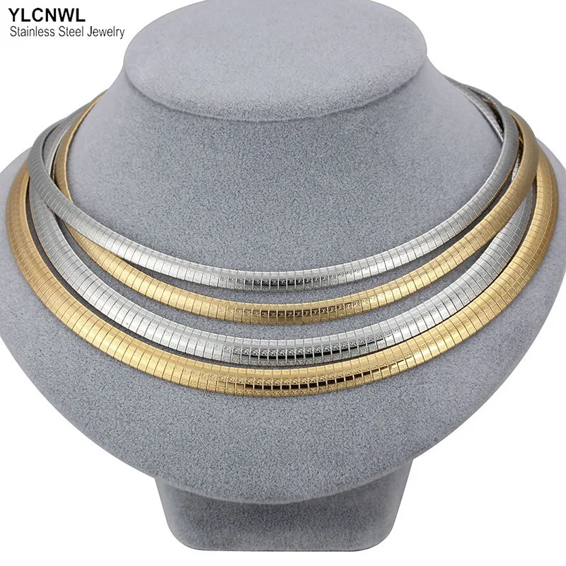 

Stainless Steel Necklace For Women Silver Gold Color Bohemia Flat Snake Chain Collar Choker Charm Jewelry Birthday Gift