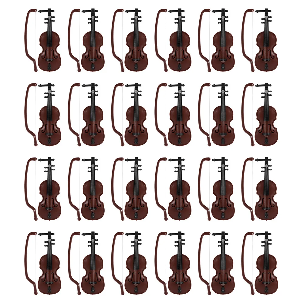 

24 Sets Mini Violin Christmas Adorns Musical Instruments Baby Toys Furniture Crafts Ornament Ornaments Miniature Adornment