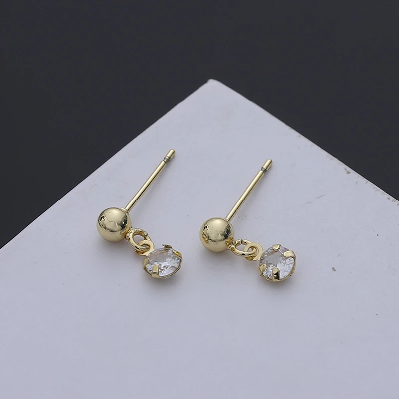 2022 Summer New Earrings for Women Charming Rhinestone Stud Earrings Fashion Gold Color Metal Ball Ear Stud Lady Jewelry Gift