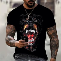 cool t shirt summer animals 3d printing mens new o neck short sleeved black dog fashion trend casual short top