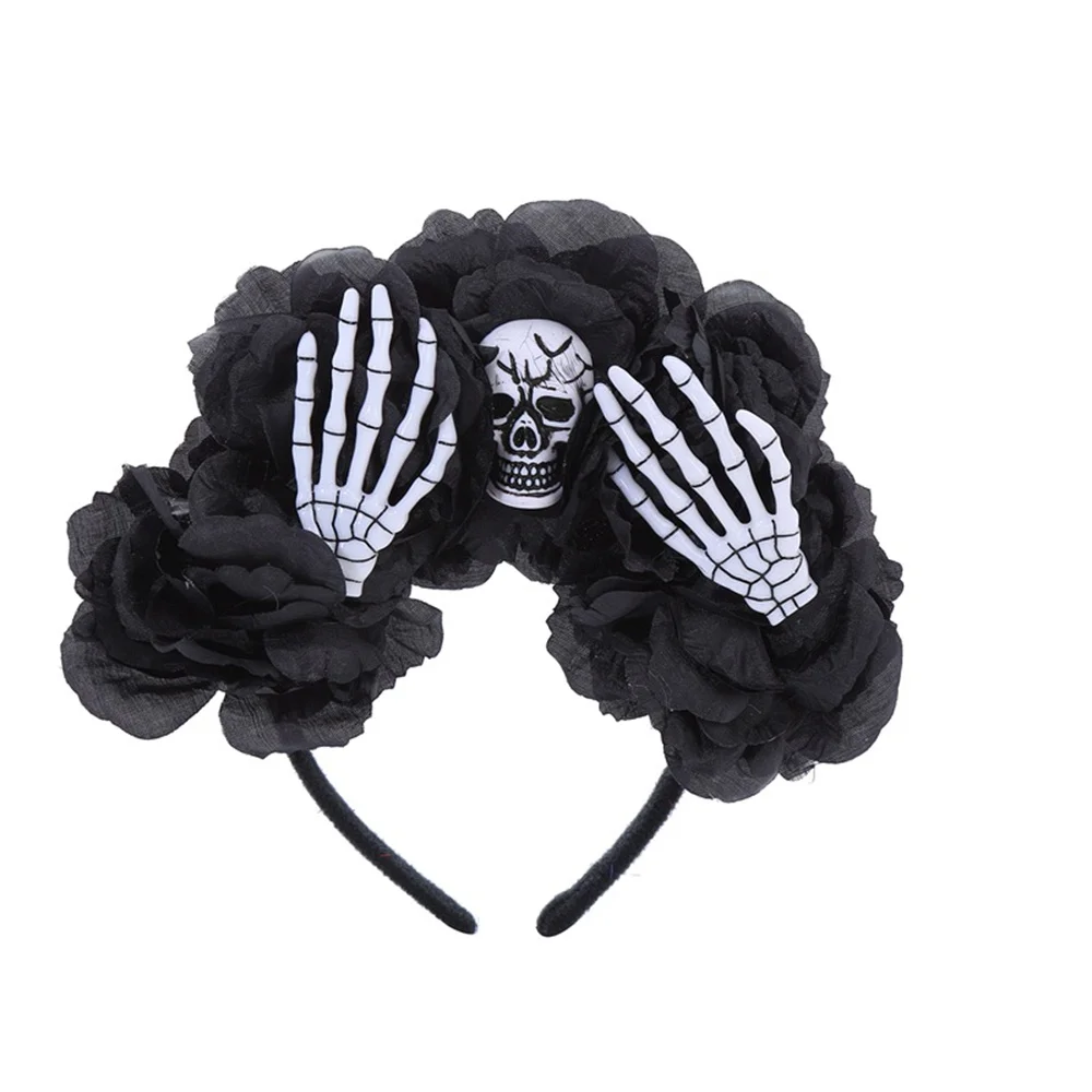 

Halloween Headbands Simulation Flower Skull Head Finger Bone Rose Flower Crown Halloween Party Skull Horror Headwear Accessories