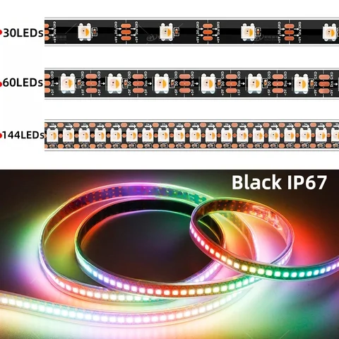 Светодиодная лента 4 в 1 WS2812B 30/60/144 светодиодов/м, 5 в постоянного тока, IP30/65/67
