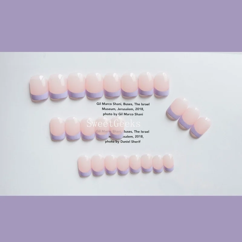 24 шт. Многоразовые Короткие французские накладные ногти с клеем стикер