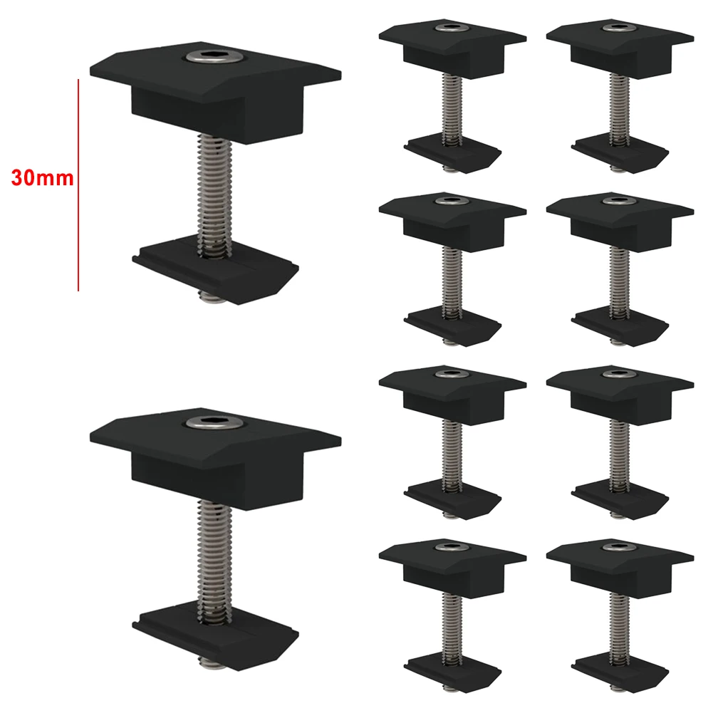 

10set/pack Aluminium Alloy Solar Panel Bracket Photovoltaic Medium Clamps 30/35/40/45mm For Solar Panel Mount Middle Clamp