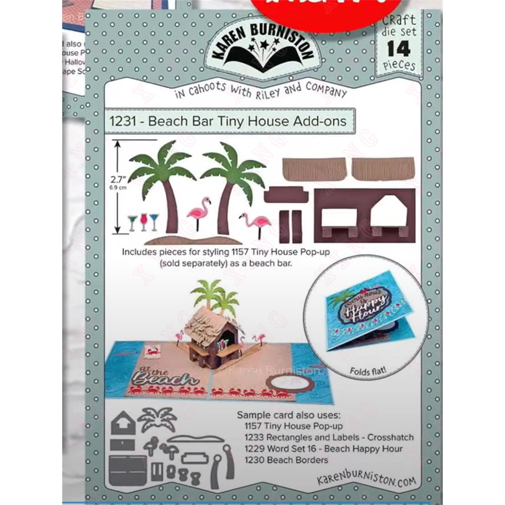 

New Diy Beach Bar Tiny House Add-ons Metal Cutting Dies Scrapbook Decoration Embossed Cut Die Diy Handmade Craft Album Card Mold