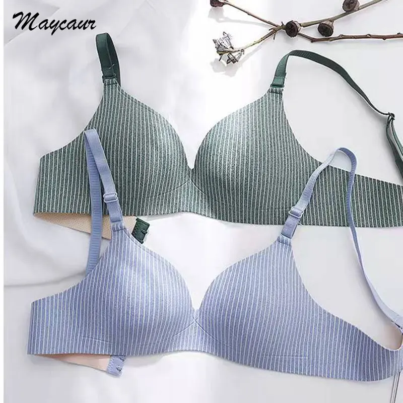 

Женский бюстгальтер Microthorax, пуш-ап цельное нижнее белье для девушек, бесшовный полосатый Женский бюстгальтер, тонкое женское нижнее белье б...