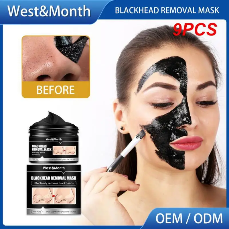 

9PCS Bamboo Charcoal Blackhead Remover Face Mask Care Deep Cleaning Oil Control Shrink Pores Nose Black Dots Pore Clean Skin