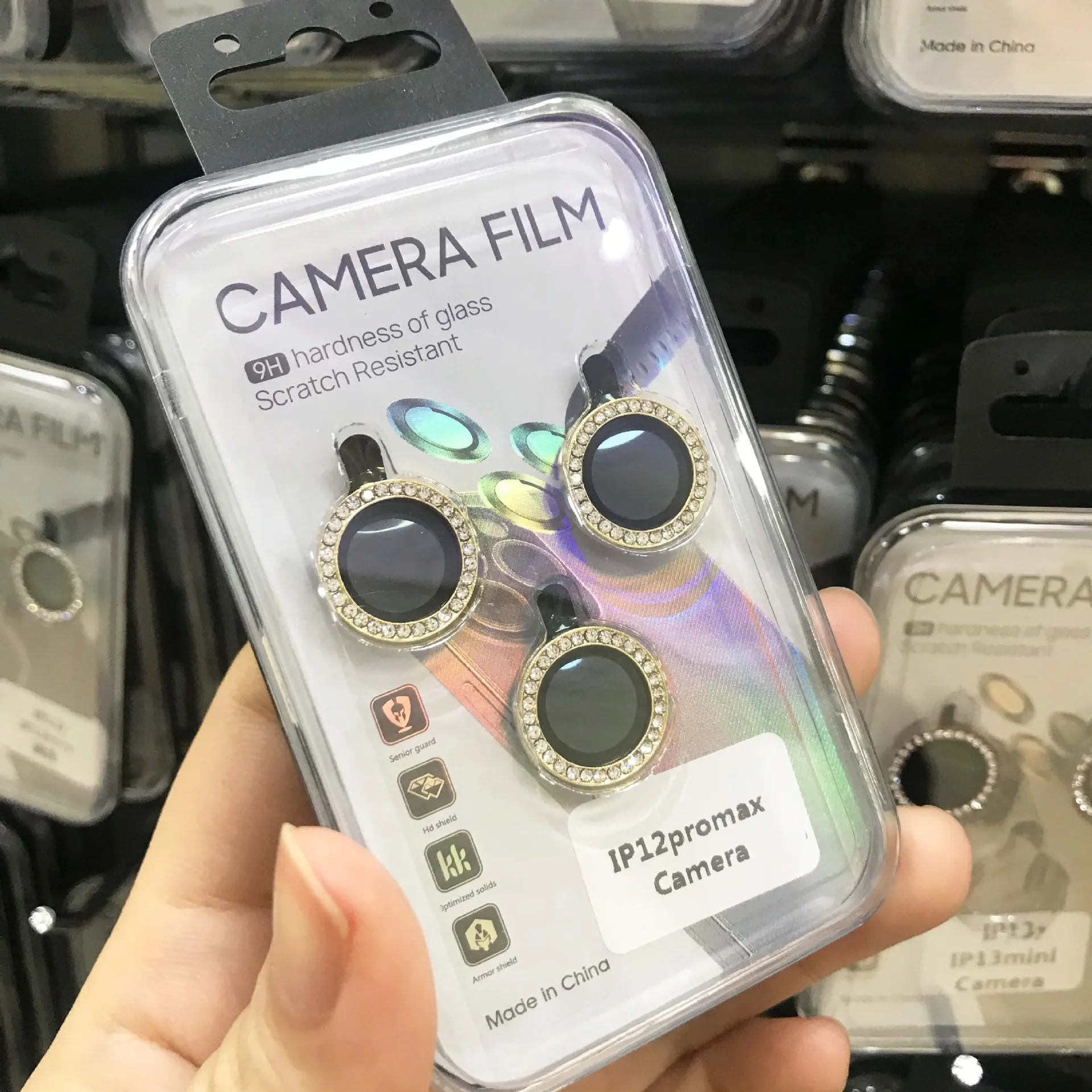 100pcs Diamond Metal Camera Protector for IPhone 14 12 13 Mini Camera Protector Back Camere Len Protection Glass with retail box