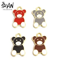 10pcslot enamel cute bear small charms for diy jewelry makings pendant necklace keychain earrings handmade findings accessories